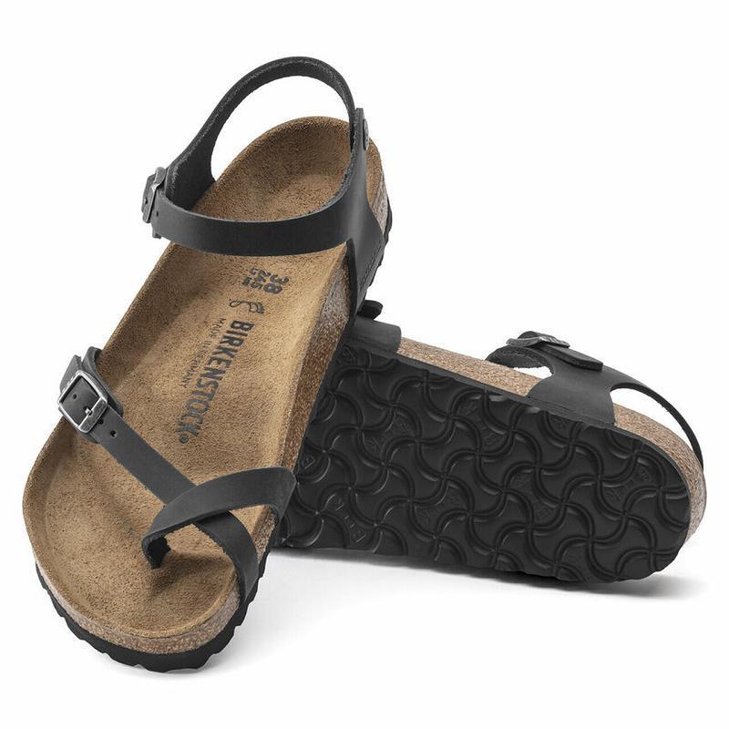 Birkenstock Taormina Oiled Læder Sandaler Dame Sort | DK 363FDN